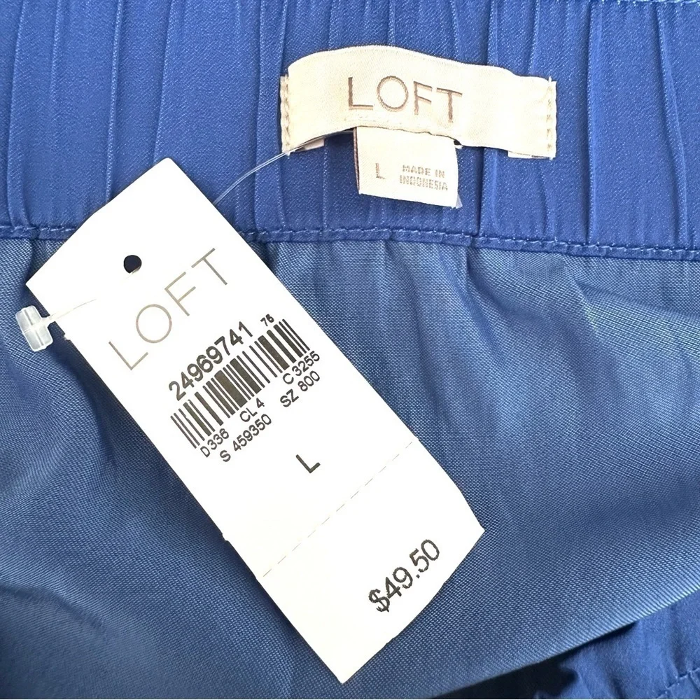 Loft Bright Blue Rounded Hemline Midi Skirt Size Large - Picture 3 of 6